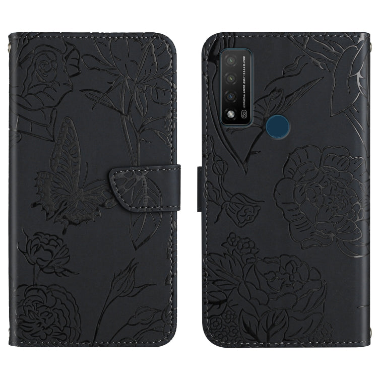 Skin Feel Butterfly Peony Embossed Leather Phone Case, For TCL 10 SE, For TCL 20 Pro 5G, For TCL 20 SE, For TCL 20 R 5G, For TCL 20S / 20 5G / 20L / 20L+, For TCL 30 SE, For TCL 205, For T-Mobile Revvl V+ 5G