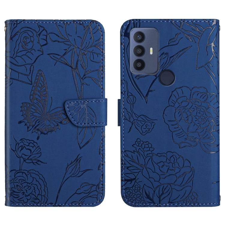 Skin Feel Butterfly Peony Embossed Leather Phone Case, For TCL 10 SE, For TCL 20 Pro 5G, For TCL 20 SE, For TCL 20 R 5G, For TCL 20S / 20 5G / 20L / 20L+, For TCL 30 SE, For TCL 205, For T-Mobile Revvl V+ 5G