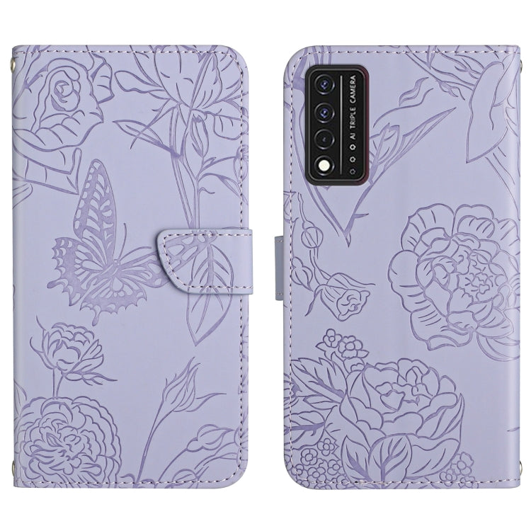 Skin Feel Butterfly Peony Embossed Leather Phone Case, For TCL 10 SE, For TCL 20 Pro 5G, For TCL 20 SE, For TCL 20 R 5G, For TCL 20S / 20 5G / 20L / 20L+, For TCL 30 SE, For TCL 205, For T-Mobile Revvl V+ 5G