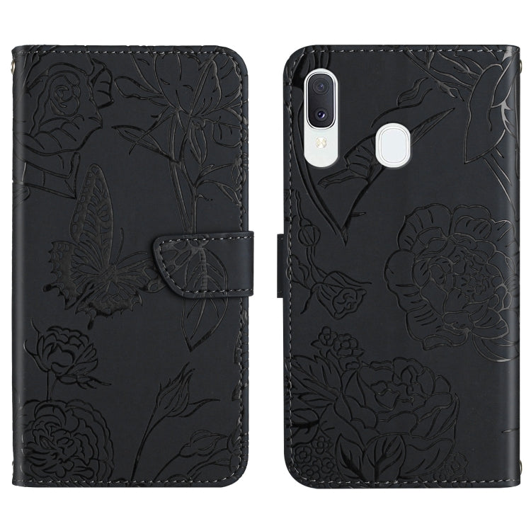 Skin Feel Butterfly Peony Embossed Leather Phone Case, For Samsung Galaxy A12, For Samsung Galaxy A13 4G, For Samsung Galaxy A13 5G, For Samsung Galaxy A20 / A30, For Samsung Galaxy A20e, For Samsung Galaxy A20s, For Samsung Galaxy A21                 ...