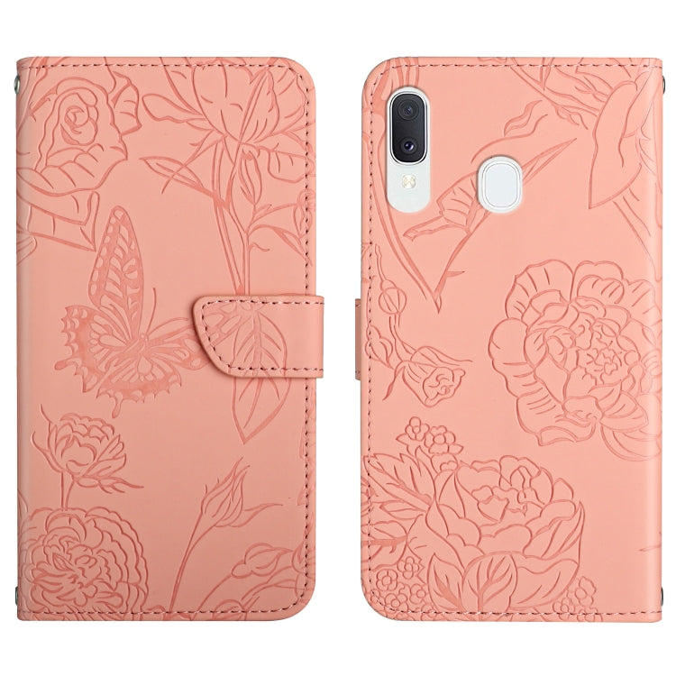 Skin Feel Butterfly Peony Embossed Leather Phone Case, For Samsung Galaxy A22 5G, For Samsung Galaxy A23 4G, For Samsung Galaxy A32 4G, For Samsung Galaxy A32 5G, For Samsung Galaxy A33 5G, For Samsung Galaxy A40, For Samsung Galaxy A41                ...