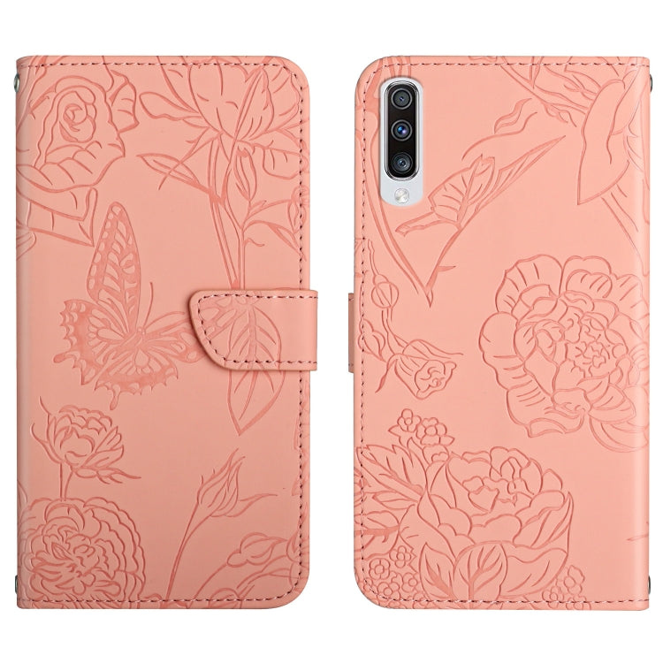 Skin Feel Butterfly Peony Embossed Leather Phone Case, For Samsung Galaxy A51, For Samsung Galaxy A51 5G, For Samsung Galaxy A53 5G, For Samsung Galaxy A70, For Samsung Galaxy A70e, For Samsung Galaxy A71, For Samsung Galaxy A71 5G                     ...