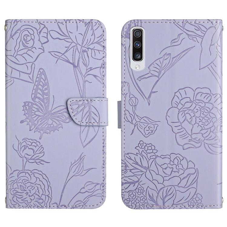 Skin Feel Butterfly Peony Embossed Leather Phone Case, For Samsung Galaxy A51, For Samsung Galaxy A51 5G, For Samsung Galaxy A53 5G, For Samsung Galaxy A70, For Samsung Galaxy A70e, For Samsung Galaxy A71, For Samsung Galaxy A71 5G                     ...