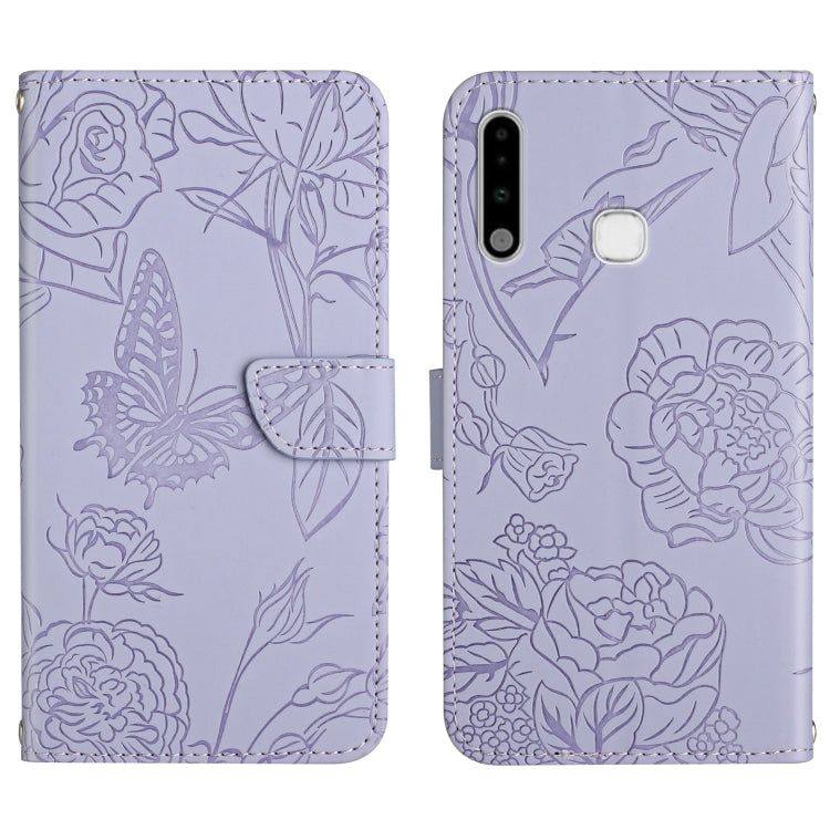 Skin Feel Butterfly Peony Embossed Leather Phone Case, For Samsung Galaxy A51, For Samsung Galaxy A51 5G, For Samsung Galaxy A53 5G, For Samsung Galaxy A70, For Samsung Galaxy A70e, For Samsung Galaxy A71, For Samsung Galaxy A71 5G                     ...