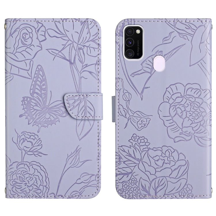 Skin Feel Butterfly Peony Embossed Leather Phone Case, For Samsung Galaxy A82, For Samsung Galaxy A91, For Samsung Galaxy F52 5G, For Samsung Galaxy F62 / M62, For Samsung Galaxy M10 / A10, For Samsung Galaxy M21, For Samsung Galaxy M31                ...