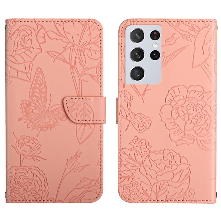 Skin Feel Butterfly Peony Embossed Leather Phone Case, For Samsung Galaxy S20+, For Samsung Galaxy S20 Ultra, For Samsung Galaxy S21 5G, For Samsung Galaxy S21 FE 5G, For Samsung Galaxy S21+ 5G, For Samsung Galaxy S21 Ultra 5G, For Samsung Galaxy S22 5...