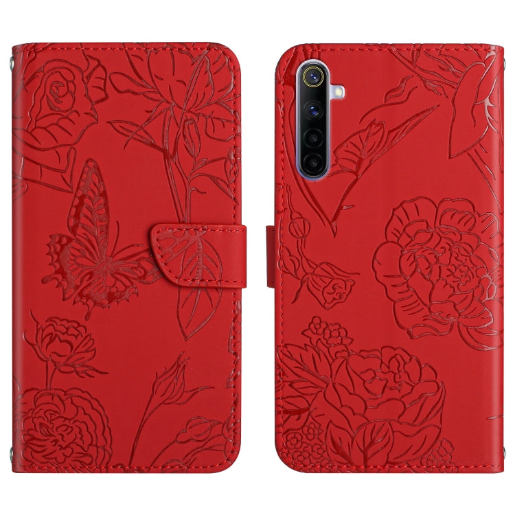 Skin Feel Butterfly Peony Embossed Leather Phone Case, For OPPO Realme 5, For OPPO Realme 5 Pro, For OPPO Realme 6, For OPPO Realme 6 Pro, For OPPO Realme 7, For OPPO Realme 7 Pro, For OPPO Realme 8 5G / V13 5G, For OPPO Realme 8 / 8 Pro               ...