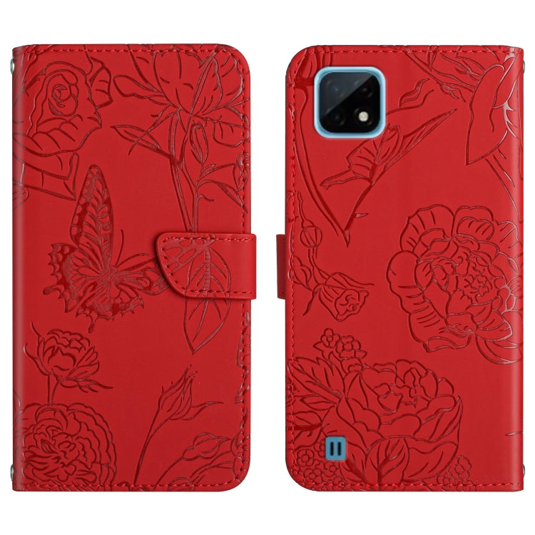 Skin Feel Butterfly Peony Embossed Leather Phone Case, For OPPO Realme 9i, For OPPO Realme C11, For OPPO Realme C15 / C12, For OPPO Realme C20 / C21, For OPPO Realme C31, For OPPO Realme C35, For OPPO Realme GT, For OPPO Realme GT Master