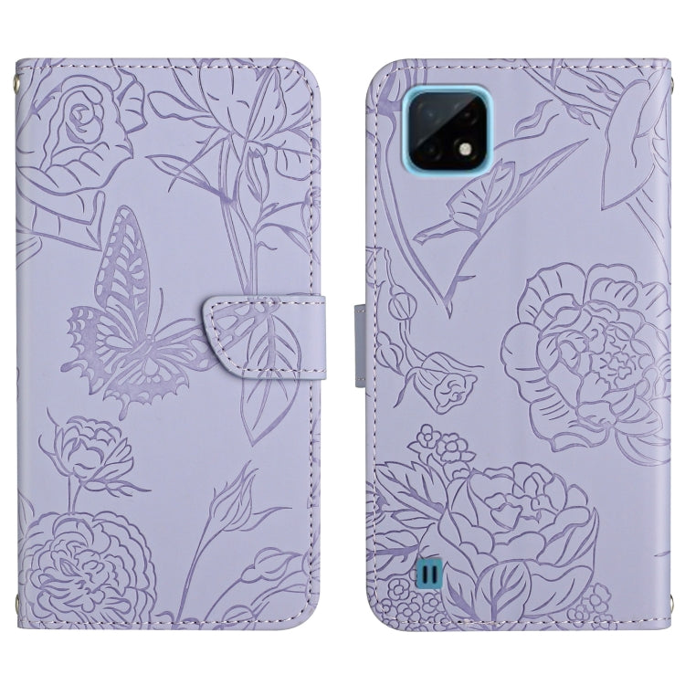 Skin Feel Butterfly Peony Embossed Leather Phone Case, For OPPO Realme 9i, For OPPO Realme C11, For OPPO Realme C15 / C12, For OPPO Realme C20 / C21, For OPPO Realme C31, For OPPO Realme C35, For OPPO Realme GT, For OPPO Realme GT Master