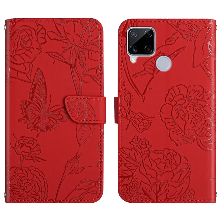 Skin Feel Butterfly Peony Embossed Leather Phone Case, For OPPO Realme 9i, For OPPO Realme C11, For OPPO Realme C15 / C12, For OPPO Realme C20 / C21, For OPPO Realme C31, For OPPO Realme C35, For OPPO Realme GT, For OPPO Realme GT Master