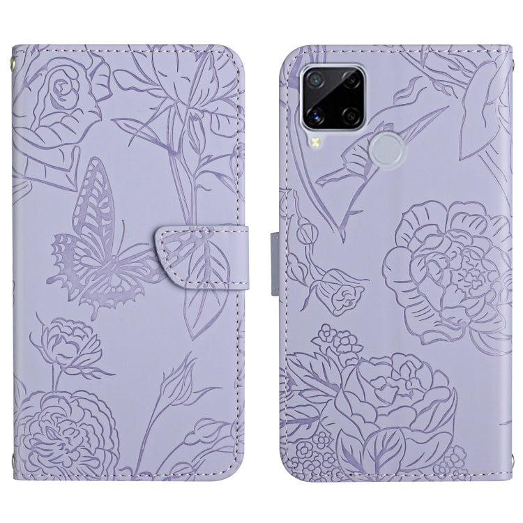 Skin Feel Butterfly Peony Embossed Leather Phone Case, For OPPO Realme 9i, For OPPO Realme C11, For OPPO Realme C15 / C12, For OPPO Realme C20 / C21, For OPPO Realme C31, For OPPO Realme C35, For OPPO Realme GT, For OPPO Realme GT Master