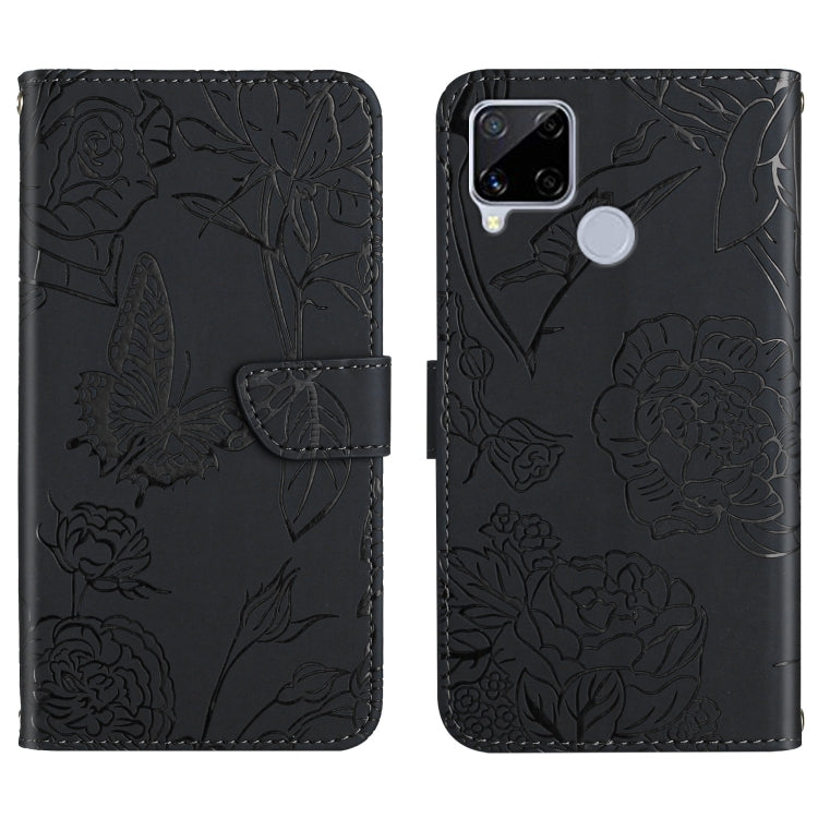 Skin Feel Butterfly Peony Embossed Leather Phone Case, For OPPO Realme 9i, For OPPO Realme C11, For OPPO Realme C15 / C12, For OPPO Realme C20 / C21, For OPPO Realme C31, For OPPO Realme C35, For OPPO Realme GT, For OPPO Realme GT Master