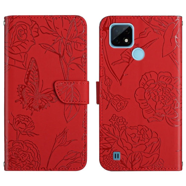 Skin Feel Butterfly Peony Embossed Leather Phone Case, For OPPO Realme 9i, For OPPO Realme C11, For OPPO Realme C15 / C12, For OPPO Realme C20 / C21, For OPPO Realme C31, For OPPO Realme C35, For OPPO Realme GT, For OPPO Realme GT Master