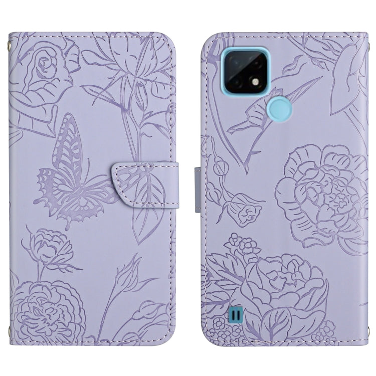 Skin Feel Butterfly Peony Embossed Leather Phone Case, For OPPO Realme 9i, For OPPO Realme C11, For OPPO Realme C15 / C12, For OPPO Realme C20 / C21, For OPPO Realme C31, For OPPO Realme C35, For OPPO Realme GT, For OPPO Realme GT Master
