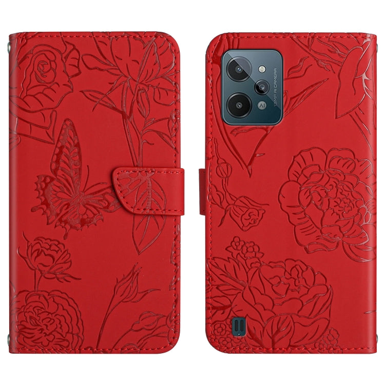 Skin Feel Butterfly Peony Embossed Leather Phone Case, For OPPO Realme 9i, For OPPO Realme C11, For OPPO Realme C15 / C12, For OPPO Realme C20 / C21, For OPPO Realme C31, For OPPO Realme C35, For OPPO Realme GT, For OPPO Realme GT Master