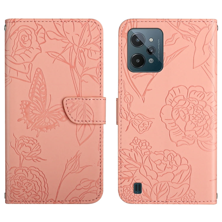 Skin Feel Butterfly Peony Embossed Leather Phone Case, For OPPO Realme 9i, For OPPO Realme C11, For OPPO Realme C15 / C12, For OPPO Realme C20 / C21, For OPPO Realme C31, For OPPO Realme C35, For OPPO Realme GT, For OPPO Realme GT Master