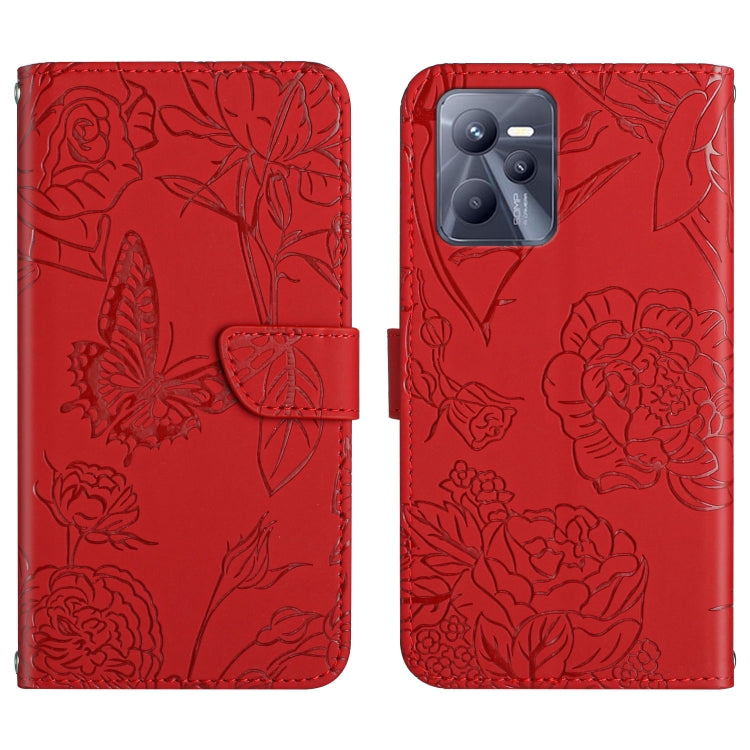Skin Feel Butterfly Peony Embossed Leather Phone Case, For OPPO Realme 9i, For OPPO Realme C11, For OPPO Realme C15 / C12, For OPPO Realme C20 / C21, For OPPO Realme C31, For OPPO Realme C35, For OPPO Realme GT, For OPPO Realme GT Master