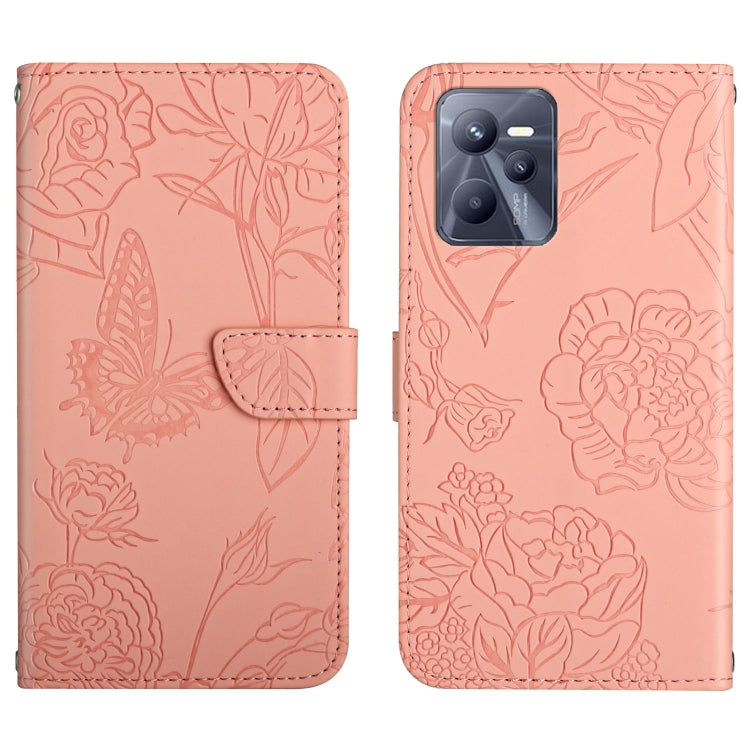 Skin Feel Butterfly Peony Embossed Leather Phone Case, For OPPO Realme 9i, For OPPO Realme C11, For OPPO Realme C15 / C12, For OPPO Realme C20 / C21, For OPPO Realme C31, For OPPO Realme C35, For OPPO Realme GT, For OPPO Realme GT Master