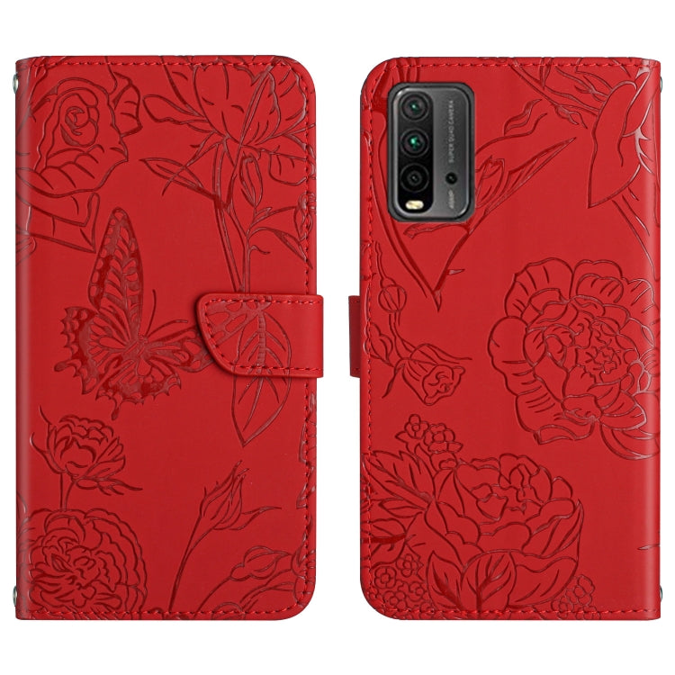 Skin Feel Butterfly Peony Embossed Leather Phone Case, For Xiaomi Redmi Note 7, For Xiaomi Redmi Note 8, For Xiaomi Redmi Note 8 Pro, For Xiaomi Redmi Note 8T, For Xiaomi Redmi Note 9 4G, For Xiaomi Redmi Note 9 5G, For Xiaomi Redmi Note 9 Pro         ...
