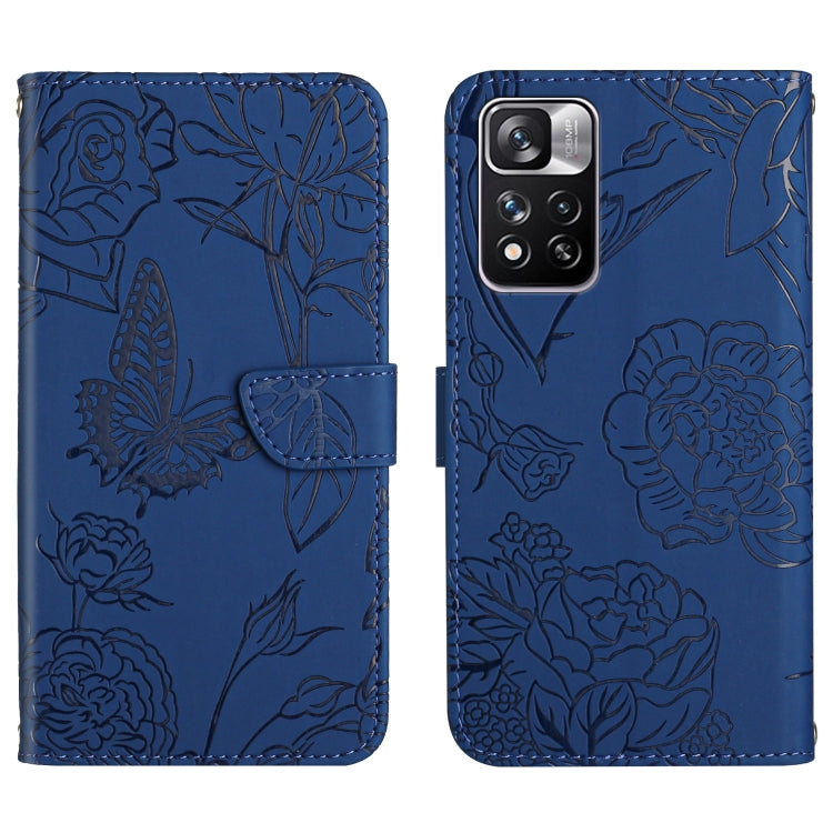 Skin Feel Butterfly Peony Embossed Leather Phone Case, For Xiaomi Redmi Note 10 Pro, For Xiaomi Redmi Note 11S, For Xiaomi Redmi Note 11 5G Chinese Version, For Xiaomi Redmi Note 11 Pro Foreign Version, For Xiaomi Redmi Note 11 Pro / Poco M4 Pro 5G    ...