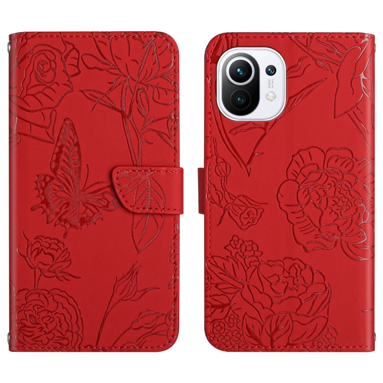Skin Feel Butterfly Peony Embossed Leather Phone Case, For Xiaomi Redmi Note 10 Pro, For Xiaomi Redmi Note 11S, For Xiaomi Redmi Note 11 5G Chinese Version, For Xiaomi Redmi Note 11 Pro Foreign Version, For Xiaomi Redmi Note 11 Pro / Poco M4 Pro 5G    ...