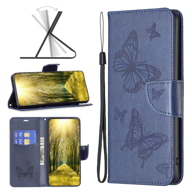 Two Butterflies Embossing Leather Phone Case, For Xiaomi Redmi 10 5G / Note 11E, For Xiaomi Redmi 10C