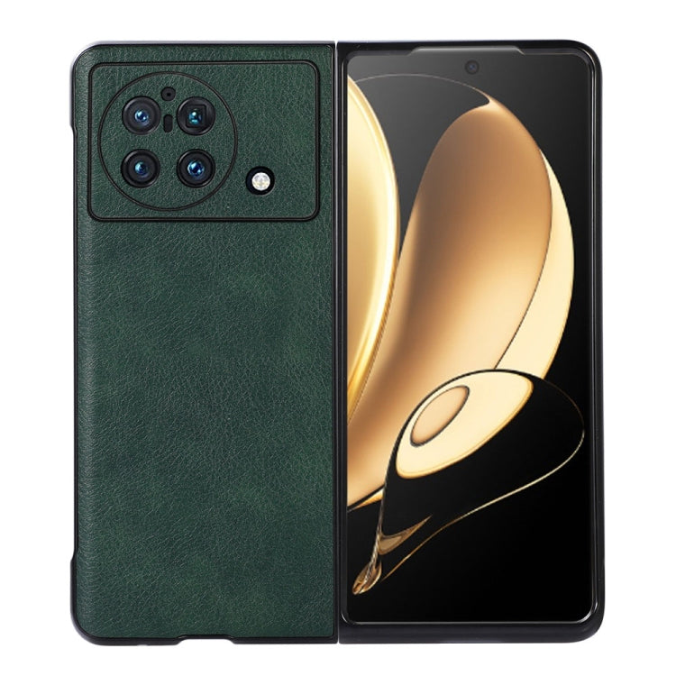 Accurate Hole Two-color Litchi Texture PU Phone Case, For vivo X Fold