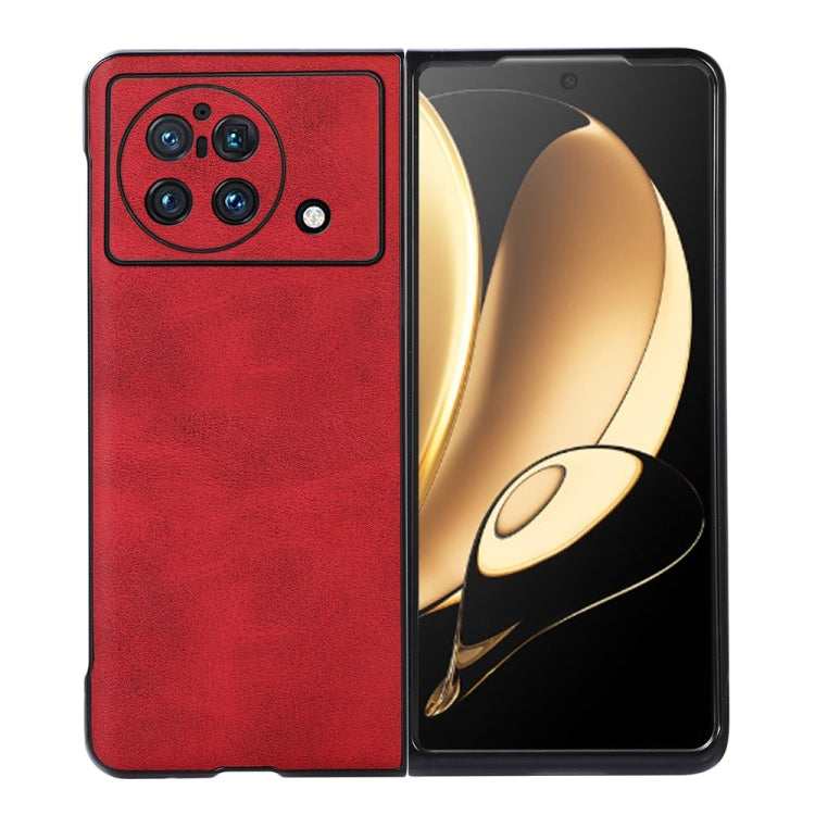 Accurate Hole Two-color Calf Texture PU Phone Case, For vivo X Fold
