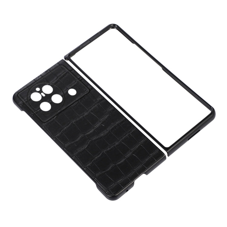 Accurate Hole Crocodile Texture Genuine Leather Phone Case, For vivo X Fold