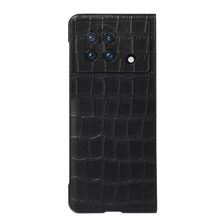 Accurate Hole Crocodile Texture Genuine Leather Phone Case, For vivo X Fold