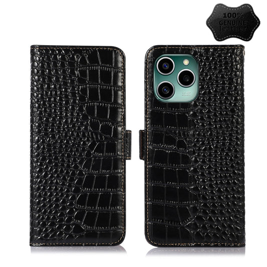 Crocodile Top Layer Cowhide Leather Phone Case, For Honor 60 SE, For Motorola Moto G22, For Nokia C20 Plus, For OnePlus Nord CE 2 5G, For Kyocera Digno BX2