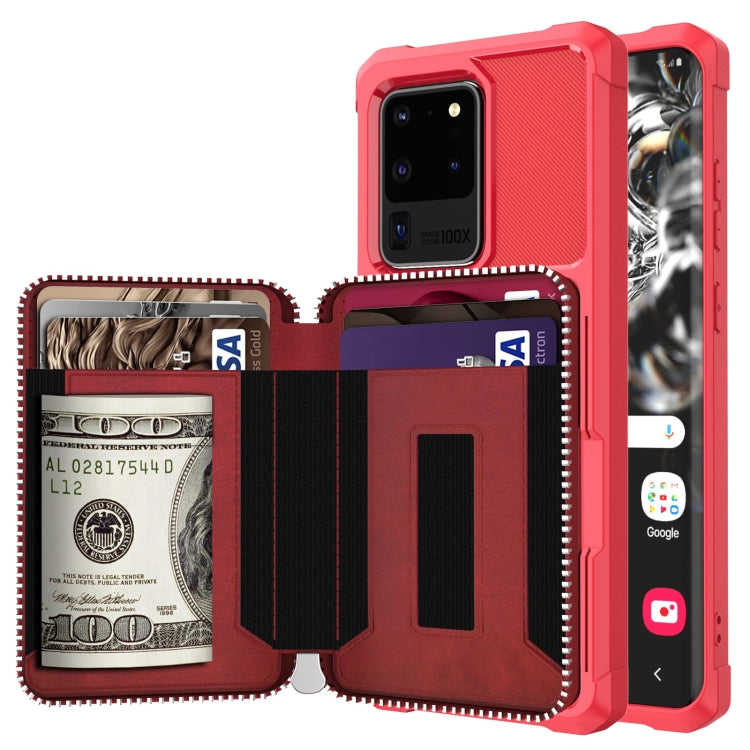 Zipper Wallet Card Bag PU Back Phone Case, For Samsung Galaxy S20, For Samsung Galaxy S20+, For Samsung Galaxy S20 Ultra, For Samsung Galaxy Note10