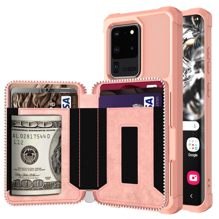Zipper Wallet Card Bag PU Back Phone Case, For Samsung Galaxy S20, For Samsung Galaxy S20+, For Samsung Galaxy S20 Ultra, For Samsung Galaxy Note10