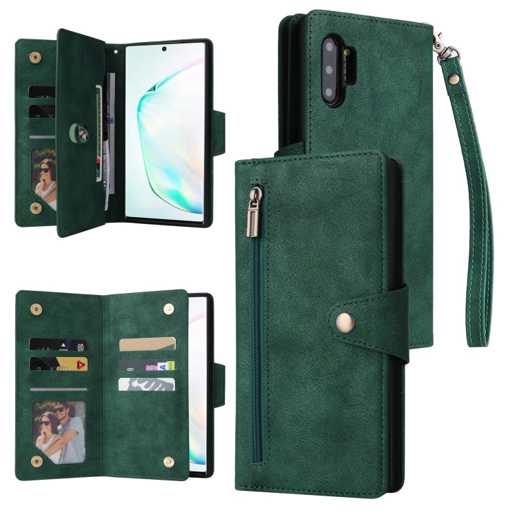 Rivet Buckle 9 Cards Three Fold Leather Phone Case, For Samsung Galaxy Note10 Lite, For Samsung Galaxy Note10+, For Samsung Galaxy Note20 Ultra, For Samsung Galaxy S8, For Samsung Galaxy S9, For Samsung Galaxy S9+, For Samsung Galaxy S10               ...