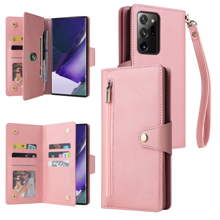 Rivet Buckle 9 Cards Three Fold Leather Phone Case, For Samsung Galaxy Note10 Lite, For Samsung Galaxy Note10+, For Samsung Galaxy Note20 Ultra, For Samsung Galaxy S8, For Samsung Galaxy S9, For Samsung Galaxy S9+, For Samsung Galaxy S10               ...
