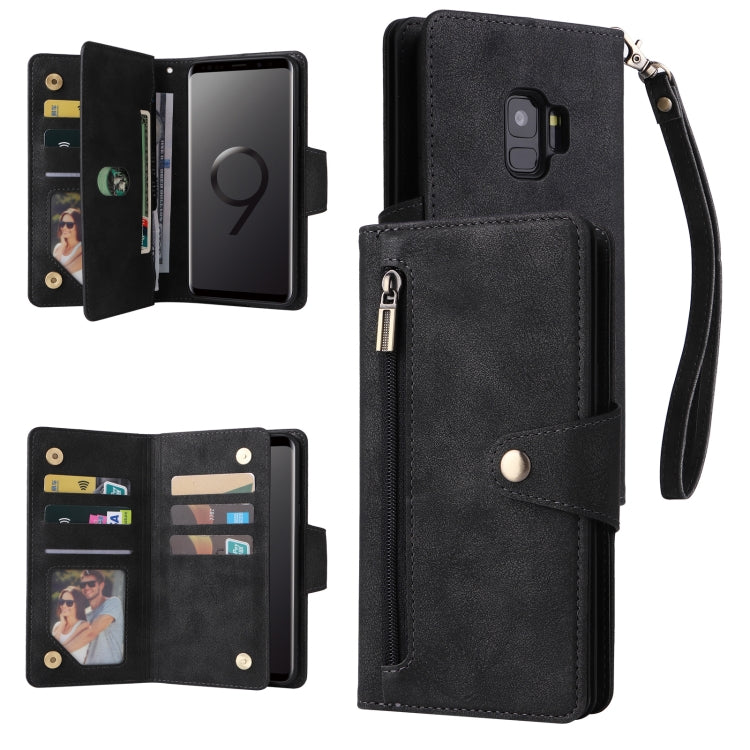 Rivet Buckle 9 Cards Three Fold Leather Phone Case, For Samsung Galaxy Note10 Lite, For Samsung Galaxy Note10+, For Samsung Galaxy Note20 Ultra, For Samsung Galaxy S8, For Samsung Galaxy S9, For Samsung Galaxy S9+, For Samsung Galaxy S10               ...