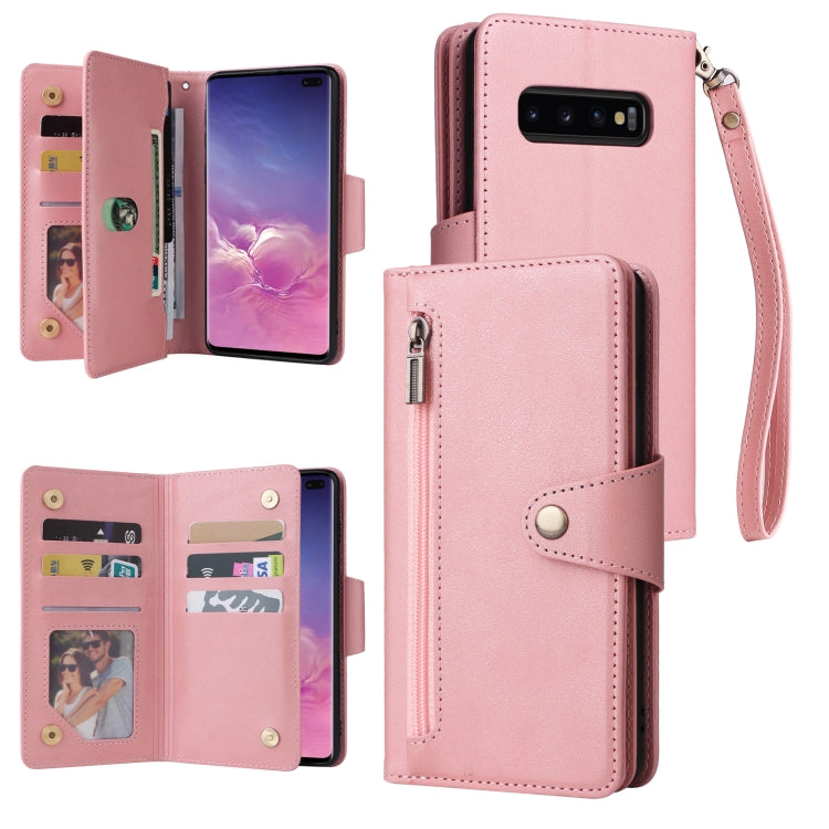 Rivet Buckle 9 Cards Three Fold Leather Phone Case, For Samsung Galaxy Note10 Lite, For Samsung Galaxy Note10+, For Samsung Galaxy Note20 Ultra, For Samsung Galaxy S8, For Samsung Galaxy S9, For Samsung Galaxy S9+, For Samsung Galaxy S10               ...
