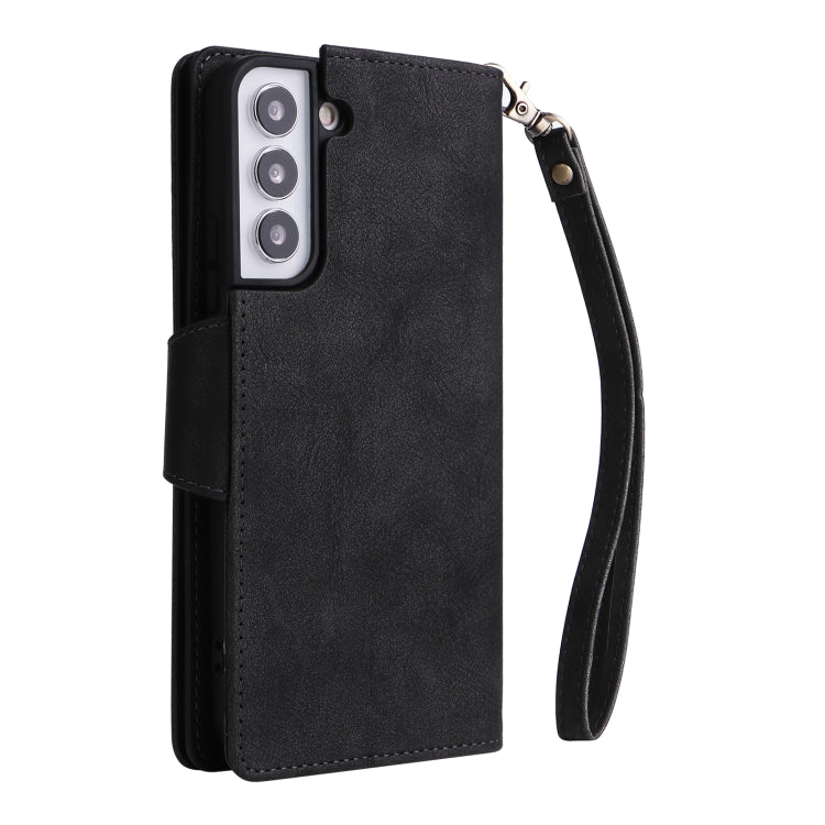 Rivet Buckle 9 Cards Three Fold Leather Phone Case, For Samsung Galaxy S22+, For Samsung Galaxy S22 Ultra 5G, For Samsung Galaxy A02, For Samsung Galaxy A03S 166mm, For Samsung Galaxy A10, For Samsung Galaxy A10s, For Samsung Galaxy A11 EU Version     ...