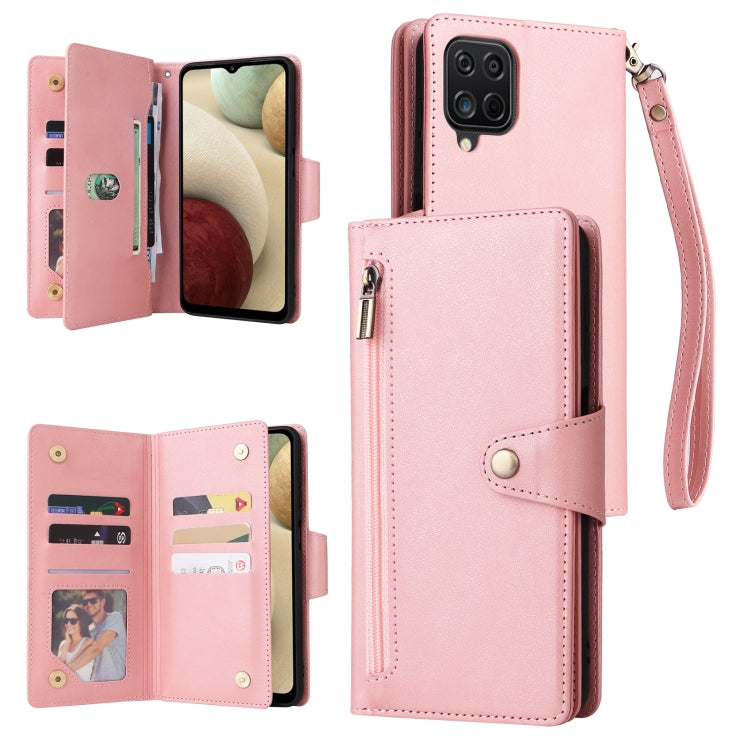 Rivet Buckle 9 Cards Three Fold Leather Phone Case, For Samsung Galaxy S22+, For Samsung Galaxy S22 Ultra 5G, For Samsung Galaxy A02, For Samsung Galaxy A03S 166mm, For Samsung Galaxy A10, For Samsung Galaxy A10s, For Samsung Galaxy A11 EU Version     ...