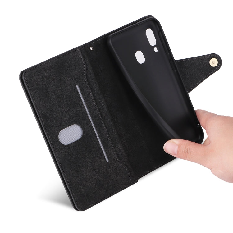 Rivet Buckle 9 Cards Three Fold Leather Phone Case, For Samsung Galaxy A20, For Samsung Galaxy A20E, For Samsung Galaxy A20S, For Samsung Galaxy A21 EU Version, For Samsung Galaxy A21S, For Samsung Galaxy A22 4G, For Samsung Galaxy A22 5G              ...