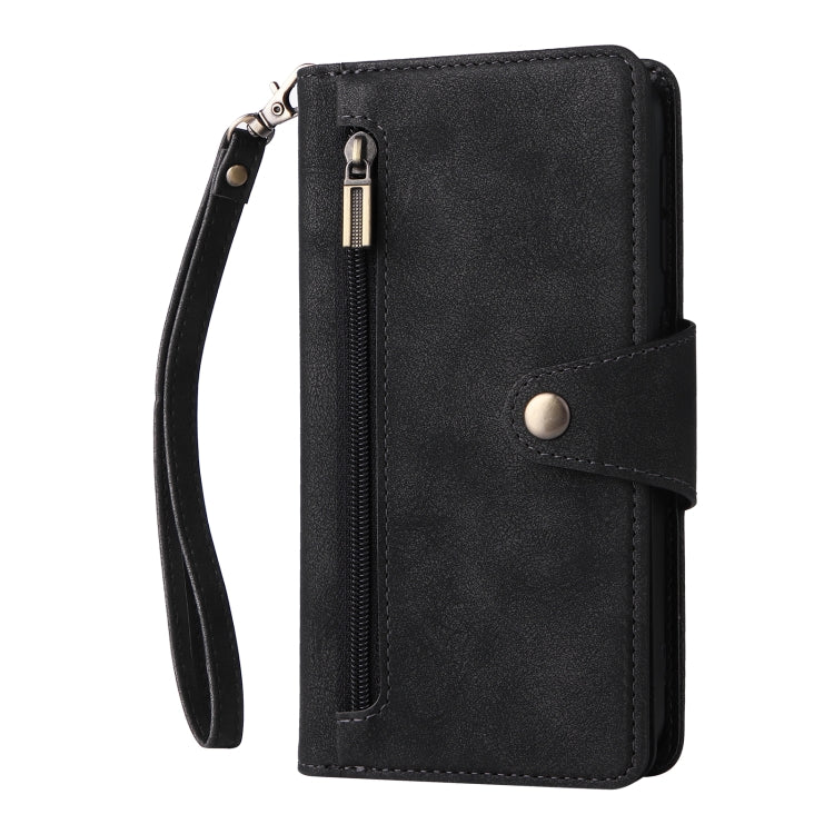 Rivet Buckle 9 Cards Three Fold Leather Phone Case, For Samsung Galaxy A40, For Samsung Galaxy A42 5G, For Samsung Galaxy A51, For Samsung Galaxy A51 5G, For Samsung Galaxy A52 5G, For Samsung Galaxy A70/A70S, For Samsung Galaxy A71                    ...
