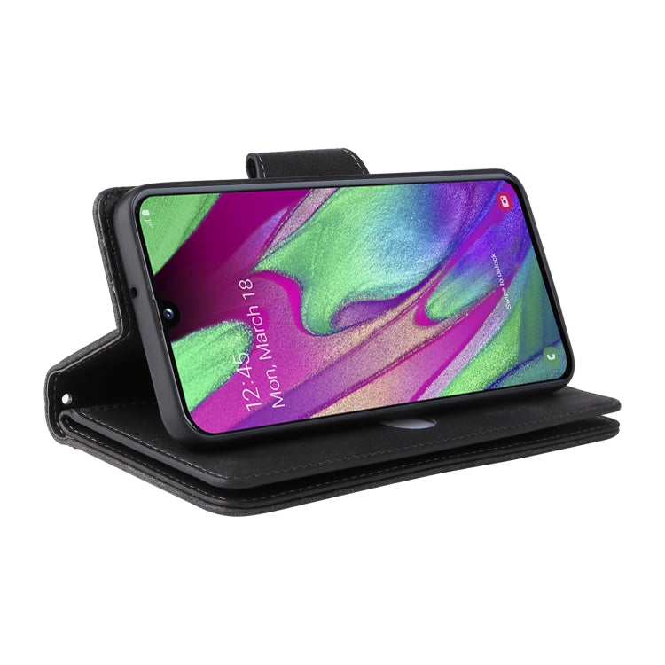 Rivet Buckle 9 Cards Three Fold Leather Phone Case, For Samsung Galaxy A40, For Samsung Galaxy A42 5G, For Samsung Galaxy A51, For Samsung Galaxy A51 5G, For Samsung Galaxy A52 5G, For Samsung Galaxy A70/A70S, For Samsung Galaxy A71                    ...