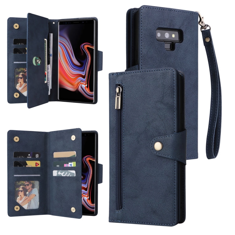 Rivet Buckle 9 Cards Three Fold Leather Phone Case, For Samsung Galaxy A82, For Samsung Galaxy Note9, For Samsung Galaxy Note10