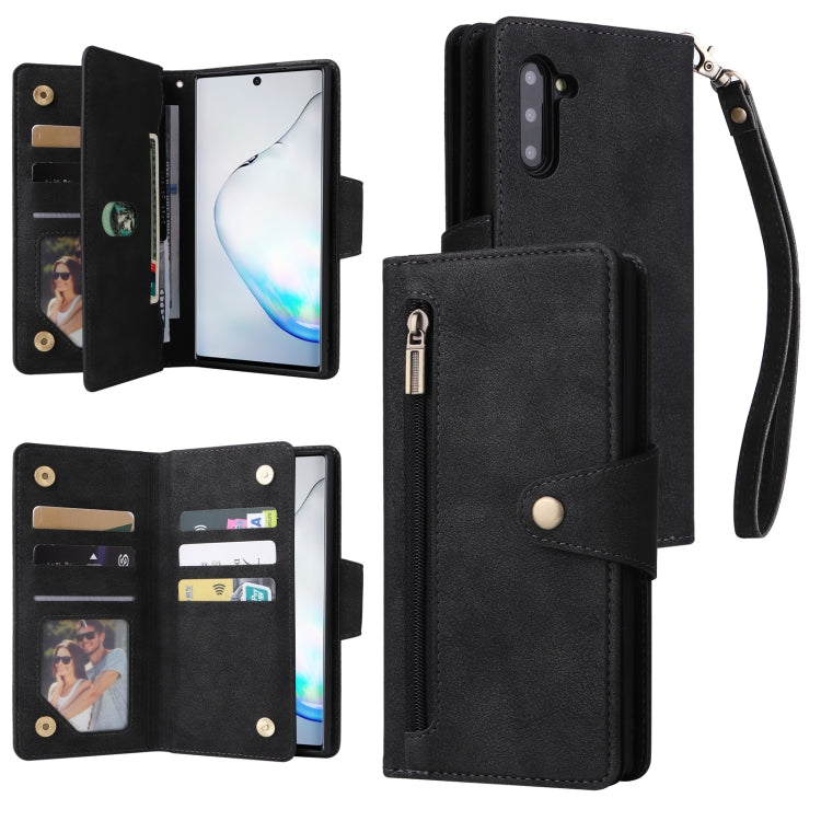 Rivet Buckle 9 Cards Three Fold Leather Phone Case, For Samsung Galaxy A82, For Samsung Galaxy Note9, For Samsung Galaxy Note10