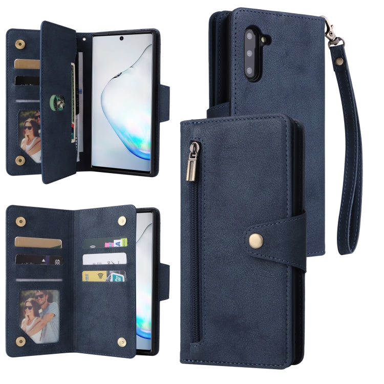 Rivet Buckle 9 Cards Three Fold Leather Phone Case, For Samsung Galaxy A82, For Samsung Galaxy Note9, For Samsung Galaxy Note10