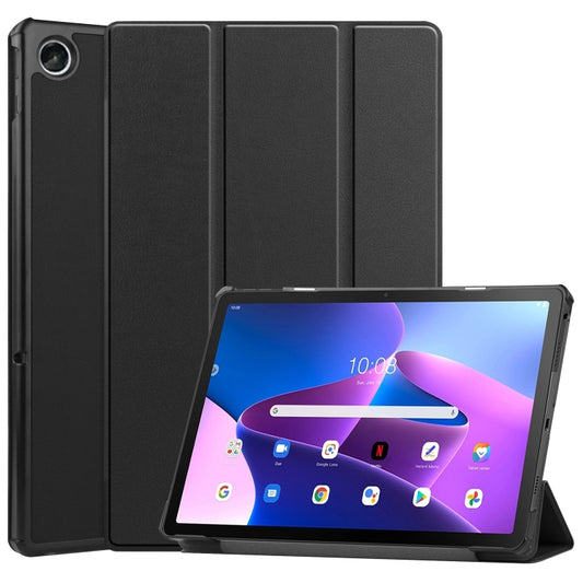 Custer Texture 3-Fold Holder Smart Leather Tablet Case, For Lenovo Tab M10 Plus 10.6 3rd Gen 2022