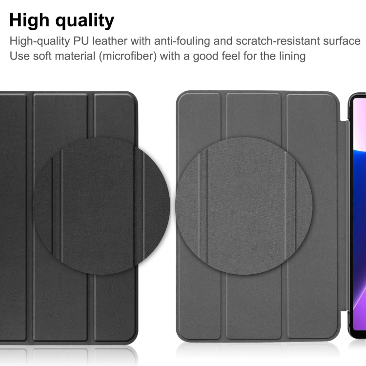 Custer Texture 3-Fold Holder Smart Leather Tablet Case, For Lenovo Tab M10 Plus 10.6 3rd Gen 2022