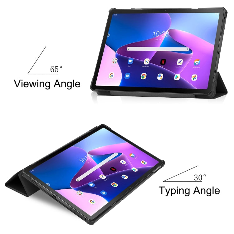 Custer Texture 3-Fold Holder Smart Leather Tablet Case, For Lenovo Tab M10 Plus 10.6 3rd Gen 2022