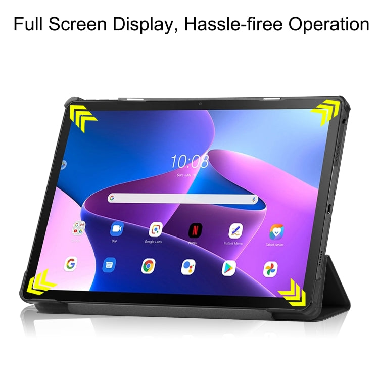 Custer Texture 3-Fold Holder Smart Leather Tablet Case, For Lenovo Tab M10 Plus 10.6 3rd Gen 2022