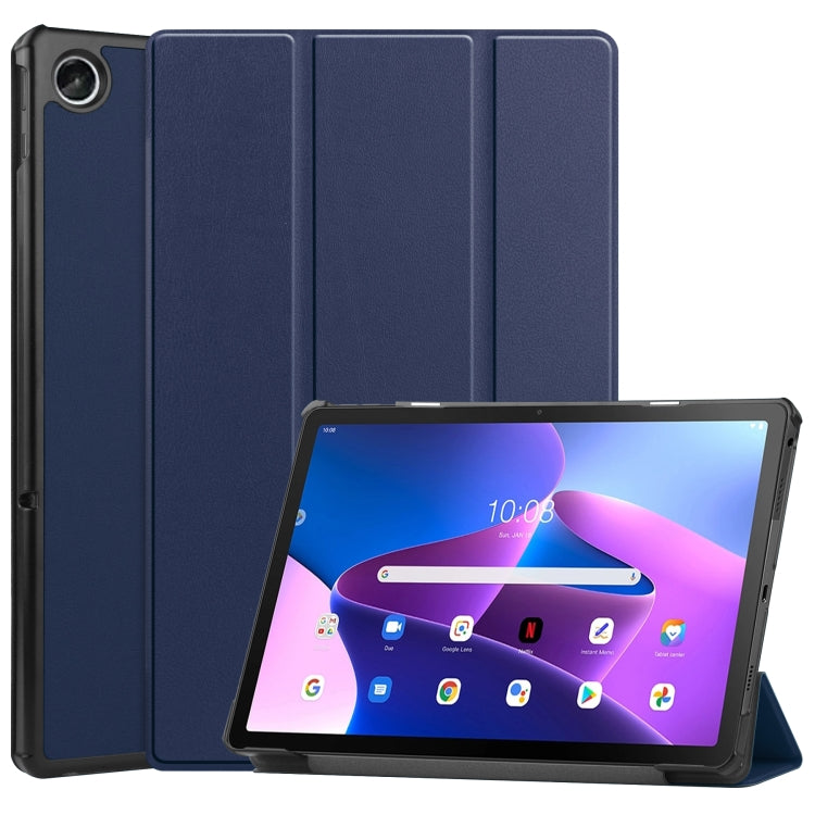 Custer Texture 3-Fold Holder Smart Leather Tablet Case, For Lenovo Tab M10 Plus 10.6 3rd Gen 2022